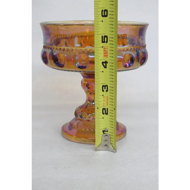 Kings Crown Thumbprint Indiana Carnival Glass Amber Compote Candy Dish For Sale In Miami - Image 6 of 11