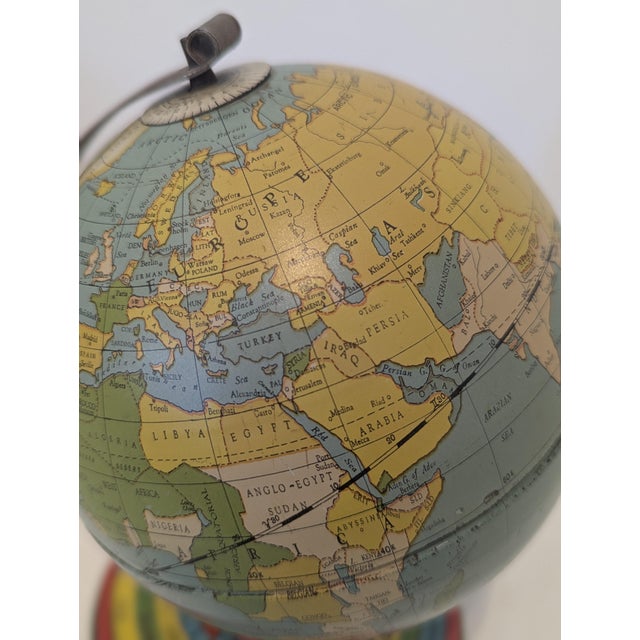 1940s Tin Globe With Perpetual Calendar Base For Sale - Image 5 of 5