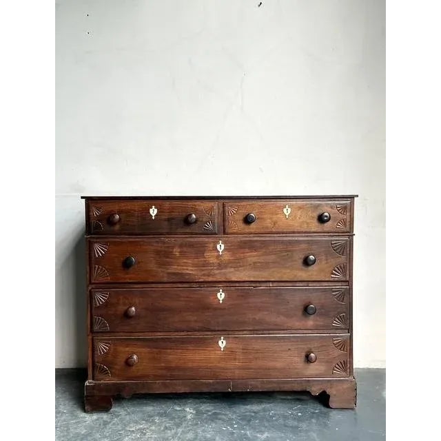 Vintage Boho British Colonial Carved Chest With Bone Escutcheons Detail For Sale - Image 10 of 10