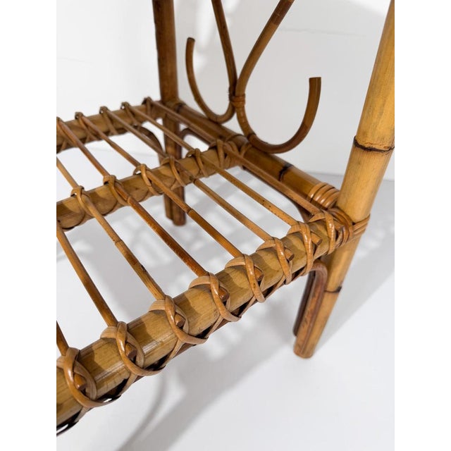 Mid-Century Modern Italian Riviera Style Cane, Bamboo and Rattan Bedside Table, 1960s For Sale - Image 17 of 18