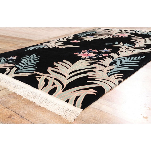 Black Black Vintage Chinese Art Deco Rug, 05'06 X 08'07 For Sale - Image 8 of 10