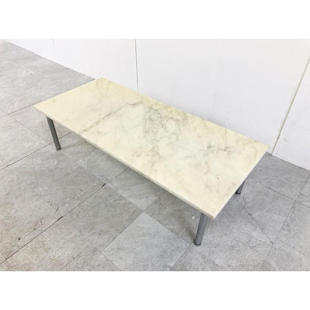 Stone Vintage White Marble Coffee Table, 1960s For Sale - Image 7 of 11