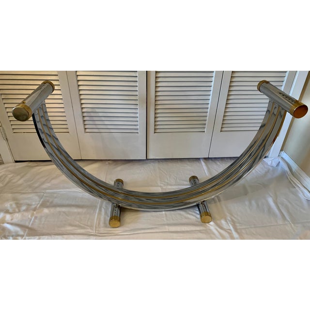 Metal 1980s Vintage Romeo Rega Chrome Brass U-Shaped Console Tables. A-Pair For Sale - Image 7 of 18