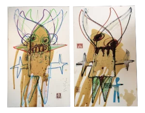 Gallery Wall Collection-2 Contemporary Wayne Cunningham Abstract Figures Painting/Drawing/Collage