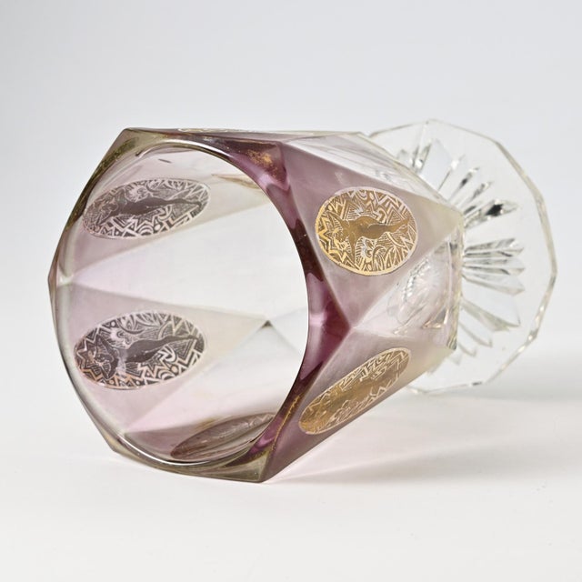 1930s Art Deco Golden Medallion Glass Vase, 1930s For Sale - Image 5 of 9