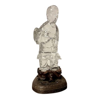 Antique Chinese Carved Rock Crystal Figure of an Immortal For Sale