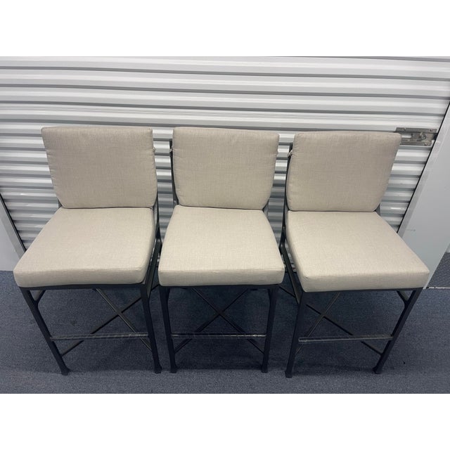 Gray Castelle Marquis Aluminum Patio Barstools- Set of 3, Outdoor Bar Stool For Sale - Image 8 of 12