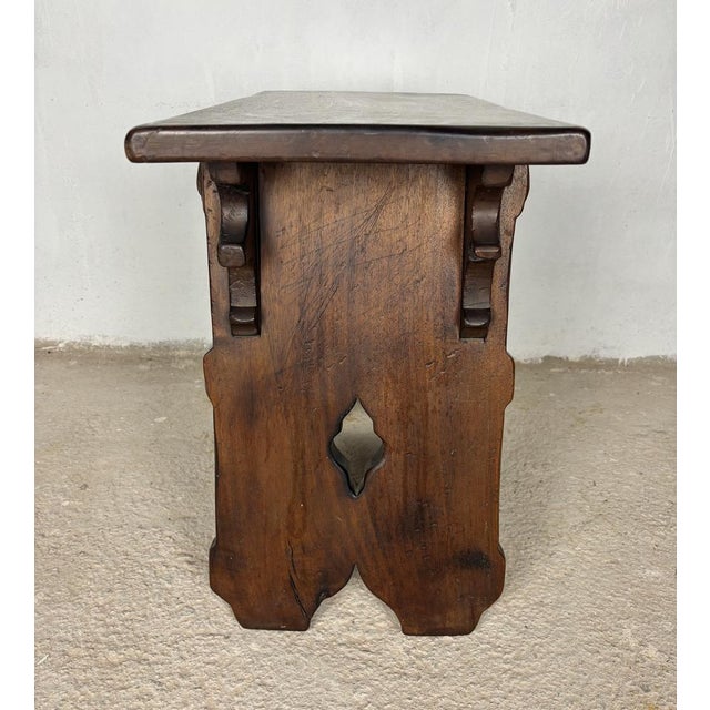 Rustic Hand-Carved Walnut Stool, 1910 For Sale - Image 12 of 13
