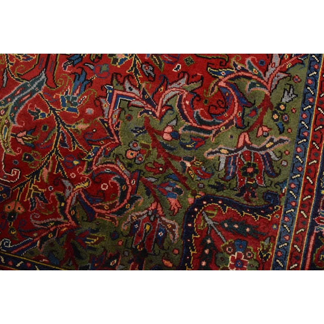 Heriz Rug 8’2” X 10’11” Red Wool Vintage Traditional Hand-Knotted Carpet For Sale - Image 4 of 15