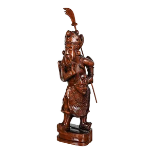 20th Century Asian Sculpture Chinoiserie Rosewood Guan Yu or Chinese Warrior Hand Carved