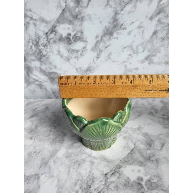 1970s Green Glazed Majolica Lotus Leaf Planter For Sale In San Francisco - Image 6 of 8