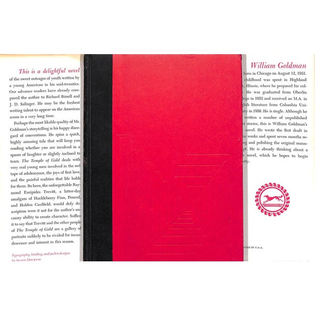 GOLDMAN, William [207] pp. Alfred A. Knopf 1957 First Edition 8 3/8" x 5 7/8" Jacket design by Irving Docktor The Temple...