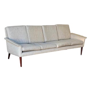 Danish Mid-Century Modern Sofa in Ivory Wool With Rosewood Legs 1960s For Sale