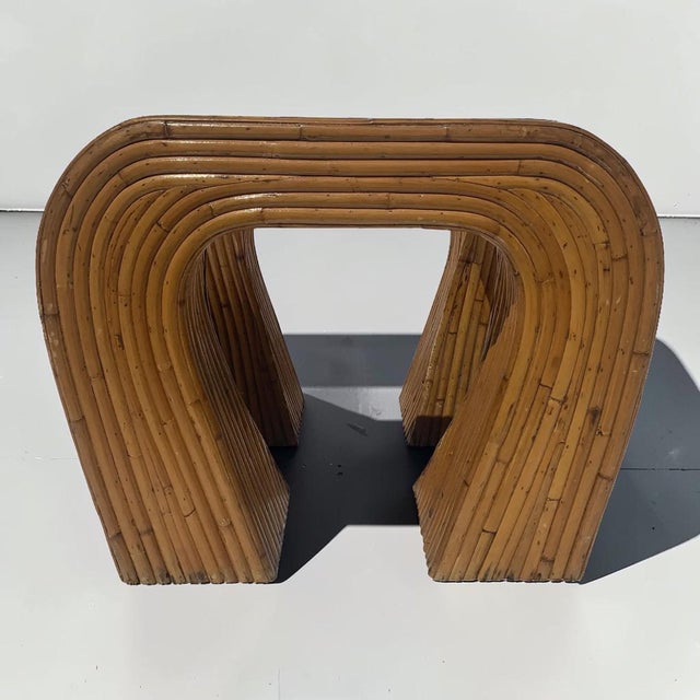 1970s 1970s Vintage Split Reed and Glass Waterfall Side Table For Sale - Image 5 of 7