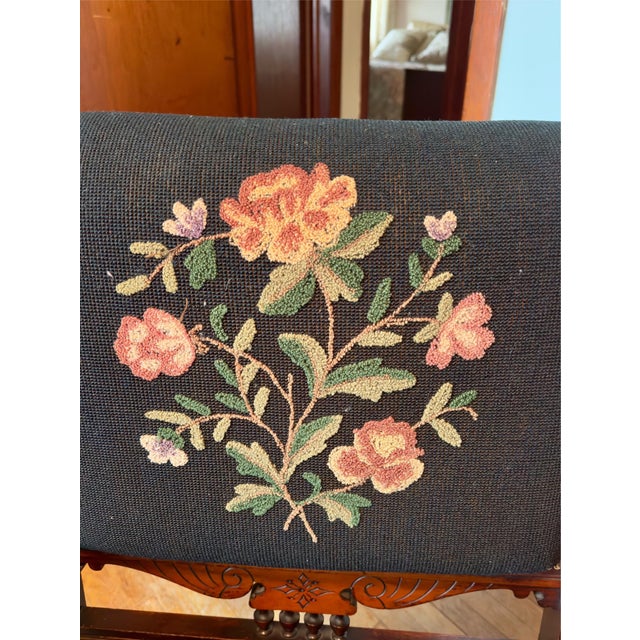 Blue Antique Eastlake Style Victorian Needlepoint Armchair For Sale - Image 8 of 8