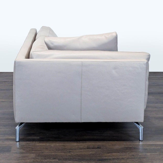 Design Within Reach Design Within Reach Como Modern Grey Leather Loveseat With Chrome Legs For Sale - Image 4 of 9