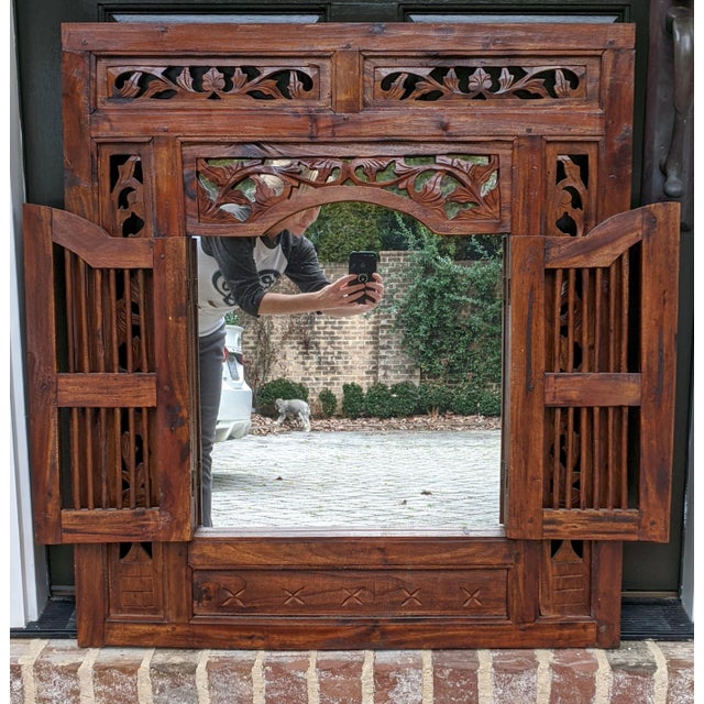 Vintage Indian Moroccan Moorish Hand Carved Wooden Wall Mirror Chairish