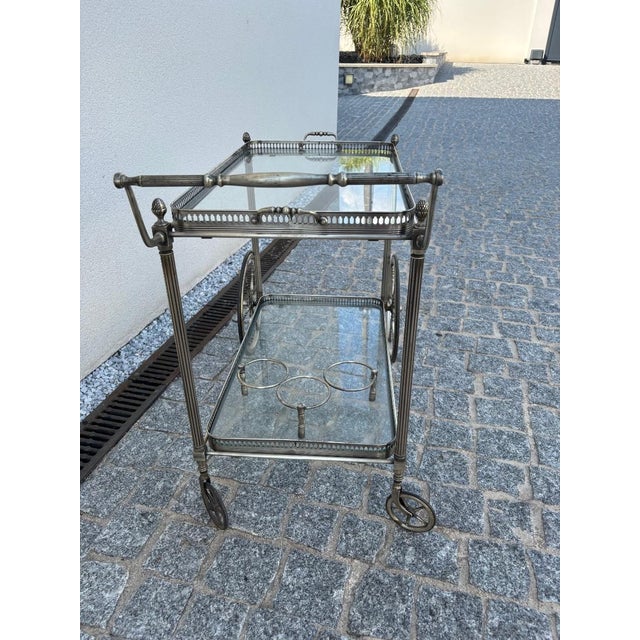 Silver Jansen Rolling Serving Cart by Maison Jansen For Sale - Image 5 of 13