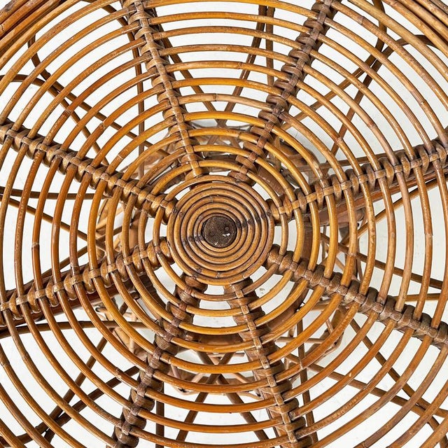 1960s Mid-Century Italian Modern Round Coffee Table in Rattan, 1960s For Sale - Image 5 of 18