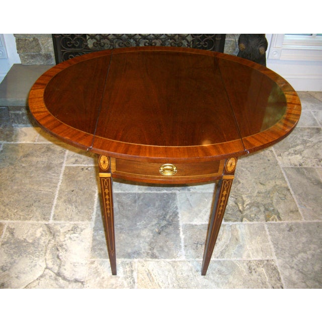 1950s Council Craftsman Inlaid Mahogany George III Federal, Hepplewhite,Pembroke Table For Sale In New York - Image 6 of 10