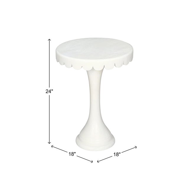 Kenneth Ludwig Chicago Scalloped White Round Drinks Table For Sale - Image 4 of 8