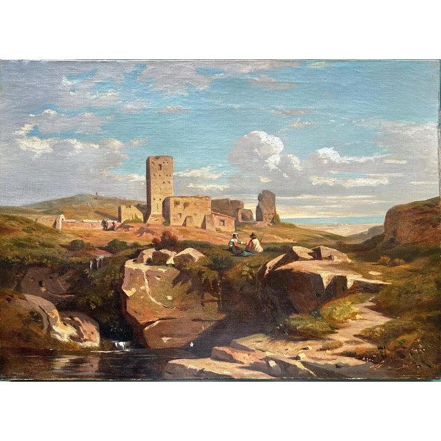Unknown, Paethus Paestum, 1800s, Oil on Canvas For Sale - Image 8 of 8