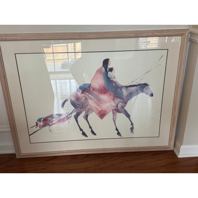 Native American 1980s In Motion – Unsigned Watercolor Horse Painting For Sale - Image 3 of 4
