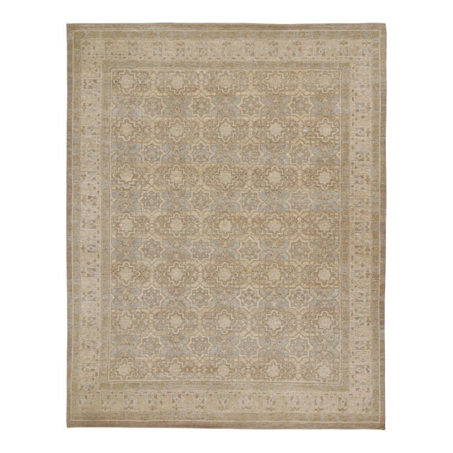 2010s Rug & Kilim’s Oushak Style Oversized Rug in Taupe With Floral Patterns For Sale