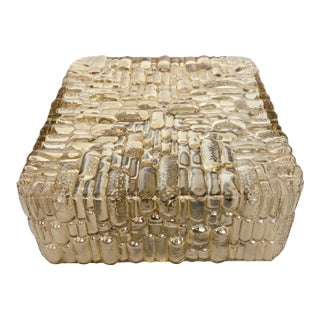 Vintage Bubble Glass Flush Mount Lamp in Light Gold, 60s German Honey Crystal Deco For Sale