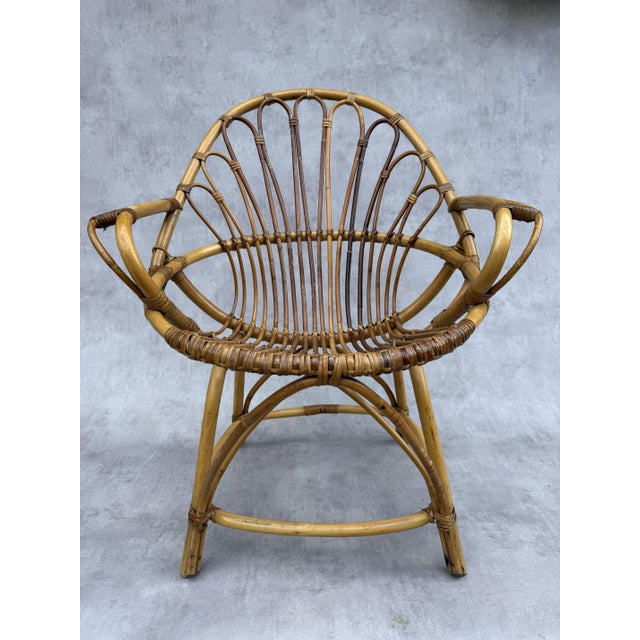 Contemporary Vintage Rattan Armchairs, France, 1960s, Set of 10 For Sale - Image 3 of 13