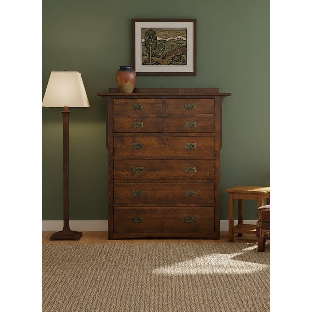 2020s Mission Quarter Sawn Oak 8 Drawer Dresser For Sale - Image 5 of 6