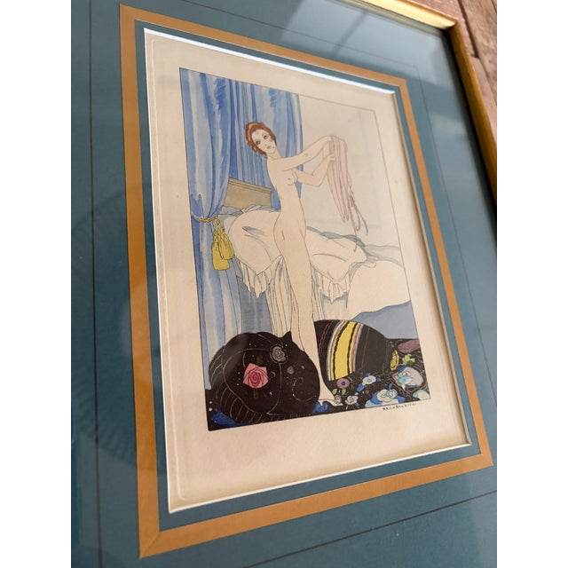 Umberto Brunelleschi Art Deco Nude “Nude Amid Pillows” c.1920s – Framed French Book Illustration For Sale - Image 11 of 11