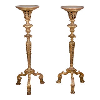 William and Mary Style Giltwood Torcheres - A Pair For Sale
