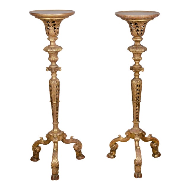 William and Mary Style Giltwood Torcheres - A Pair For Sale