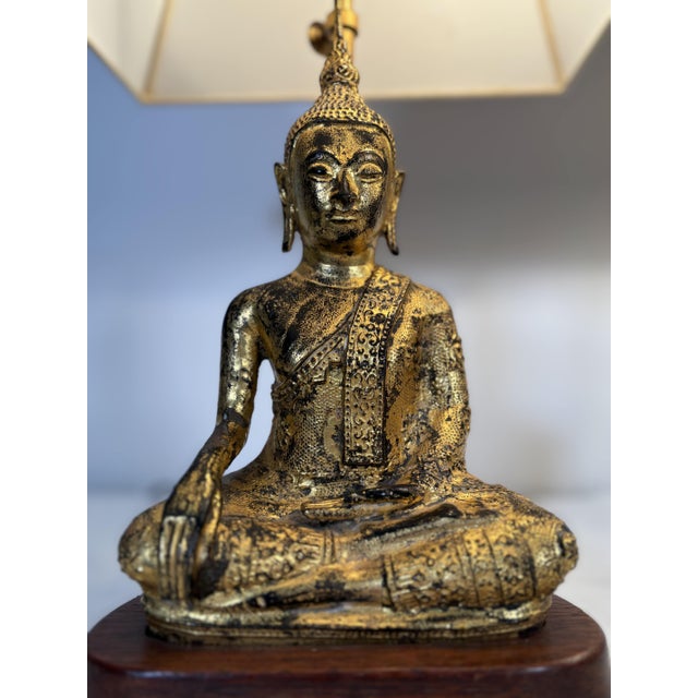 Southeast Asian Gilded Cast Iron Buddha Lamps, 20th Century, Set of 2 For Sale - Image 10 of 18