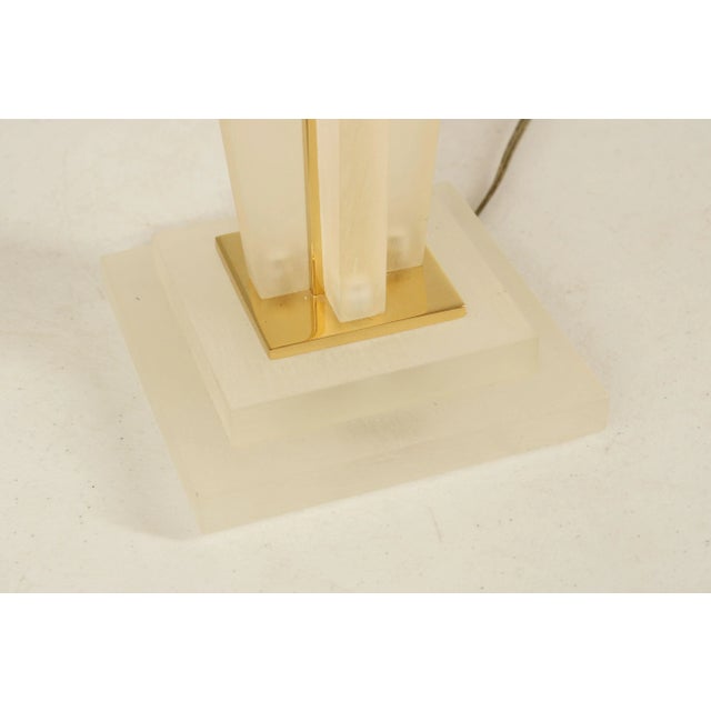 1990s Frederick Cooper Art Deco Style Lucite Brass Table Lamp For Sale - Image 11 of 13