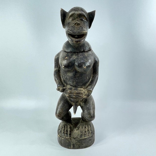 Early 20th Century Baule Monkey Vessel with Lid Côte d'Ivoire For Sale In Denver - Image 6 of 14