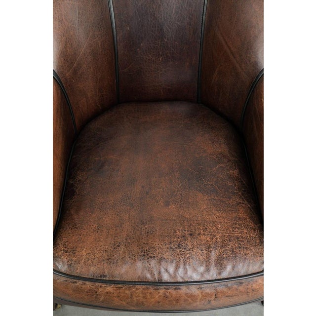 Vintage Sheepskin Club Chair in Leather For Sale - Image 6 of 16