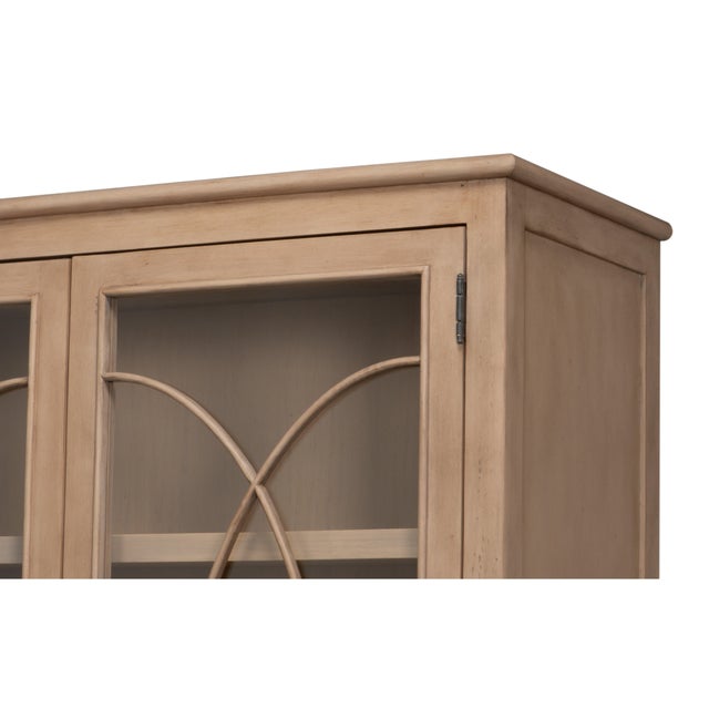 Regency Style Glazed Vitrine in Limed Pine with Oval Fretwork For Sale In Raleigh - Image 6 of 11