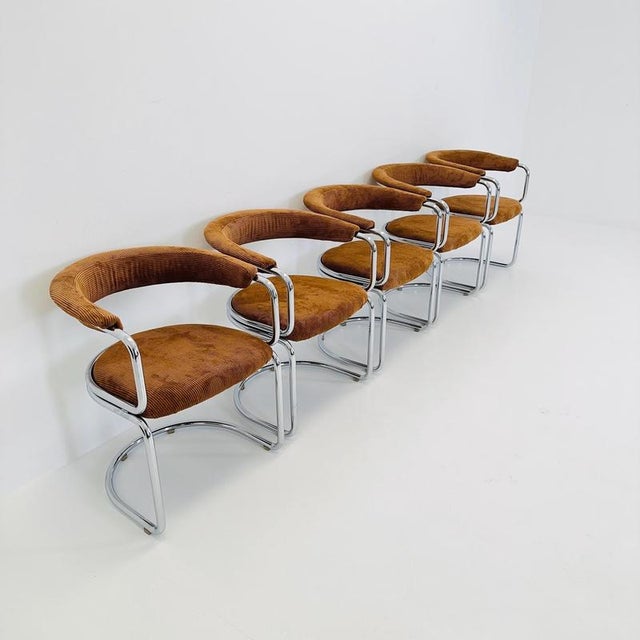 Mid-Century Modern Cognac Velvet Dining Chair by Giotto Stoppino, Italy, 1970s For Sale - Image 14 of 18