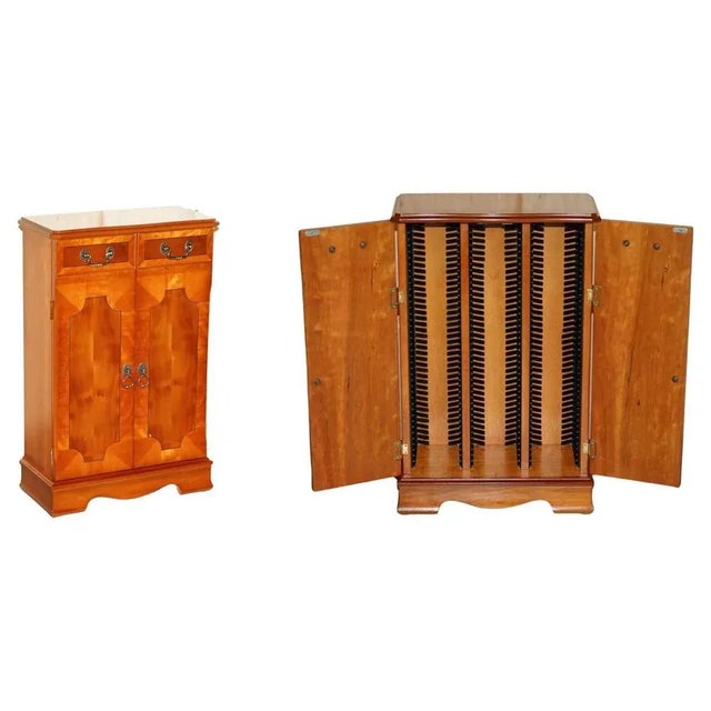 Vintage Burr Yew Wood CD or DVD Cabinet For Sale - Image 14 of 14