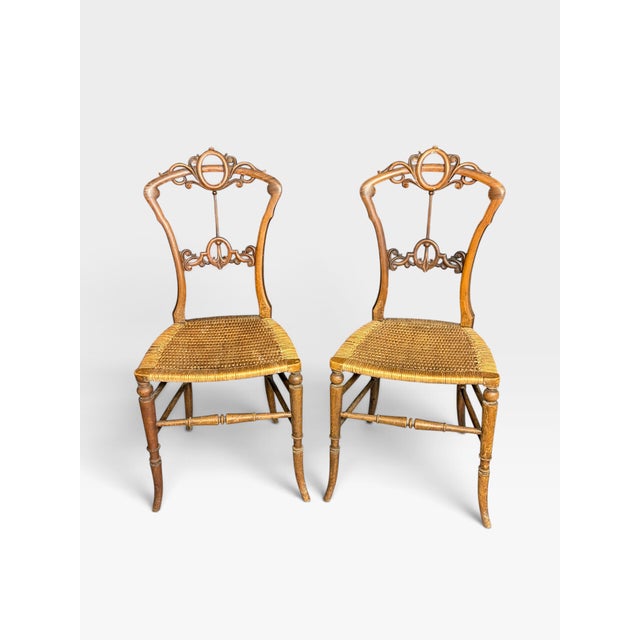 Antique Late 19th Century Victorian Walnut Bedroom Chairs, Set of 2 For Sale - Image 10 of 10