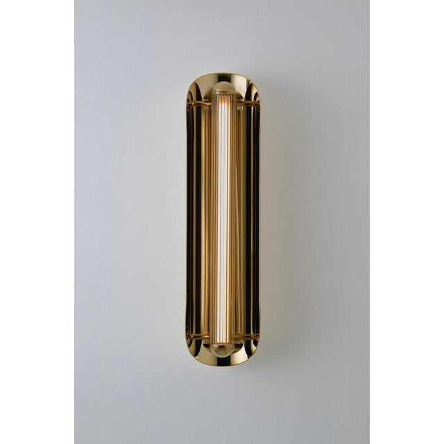 Metal Oblong Flint Fluted Wall Lamp by Jennifer Midoz For Sale - Image 7 of 10