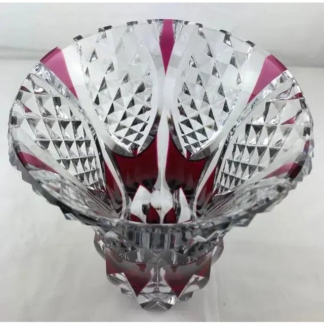 Late 20th Century French Cut Crystal Flower Vase Amethyst or Pink Red For Sale - Image 5 of 5