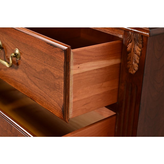 Wood Ethan Allen Georgian Solid Cherry Wood Dresser or Chest of Drawers For Sale - Image 7 of 17