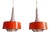 Scandinavian Pendant Lights in Brushed Aluminum and Orange Lacquered Metal from Philips, 1960s, Set of 2 For Sale