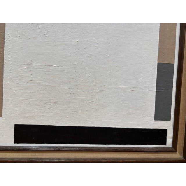 1970s Vintage Mid-Century Modern Abstract Minimalist Hard Edge Geometric Painting Signed For Sale - Image 5 of 8