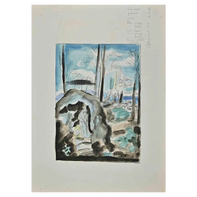 Hermine David, The Nativity, Ink & Watercolor, Early 20th Century For Sale