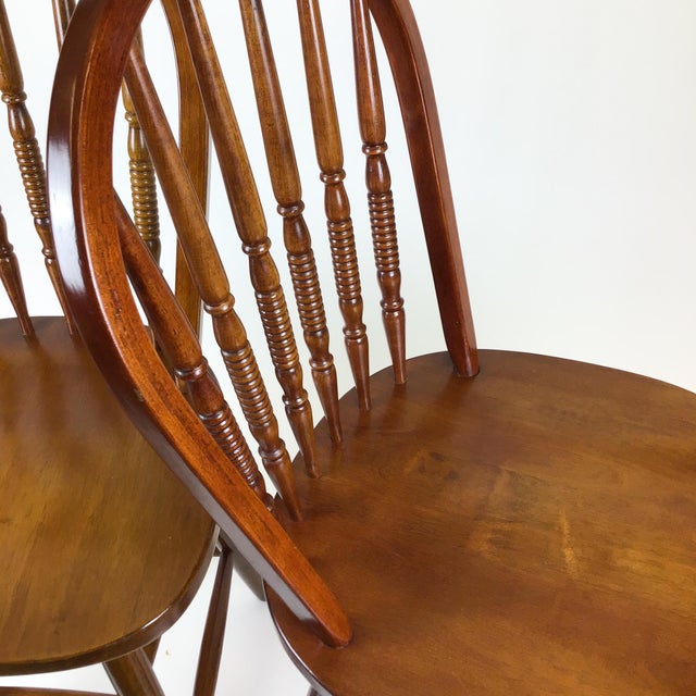 Windsor Style Wood Bar Stools a Pair For Sale - Image 9 of 13