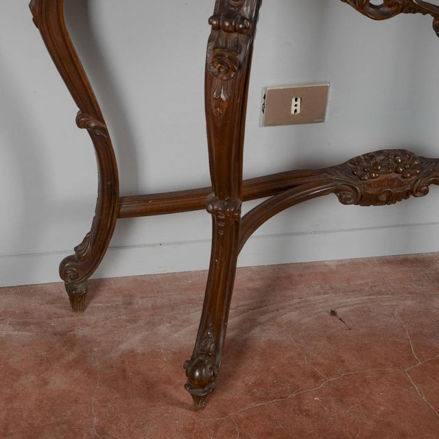 Baroque Style Carved Console Table with Pink Marble Top, 1960s For Sale - Image 17 of 18